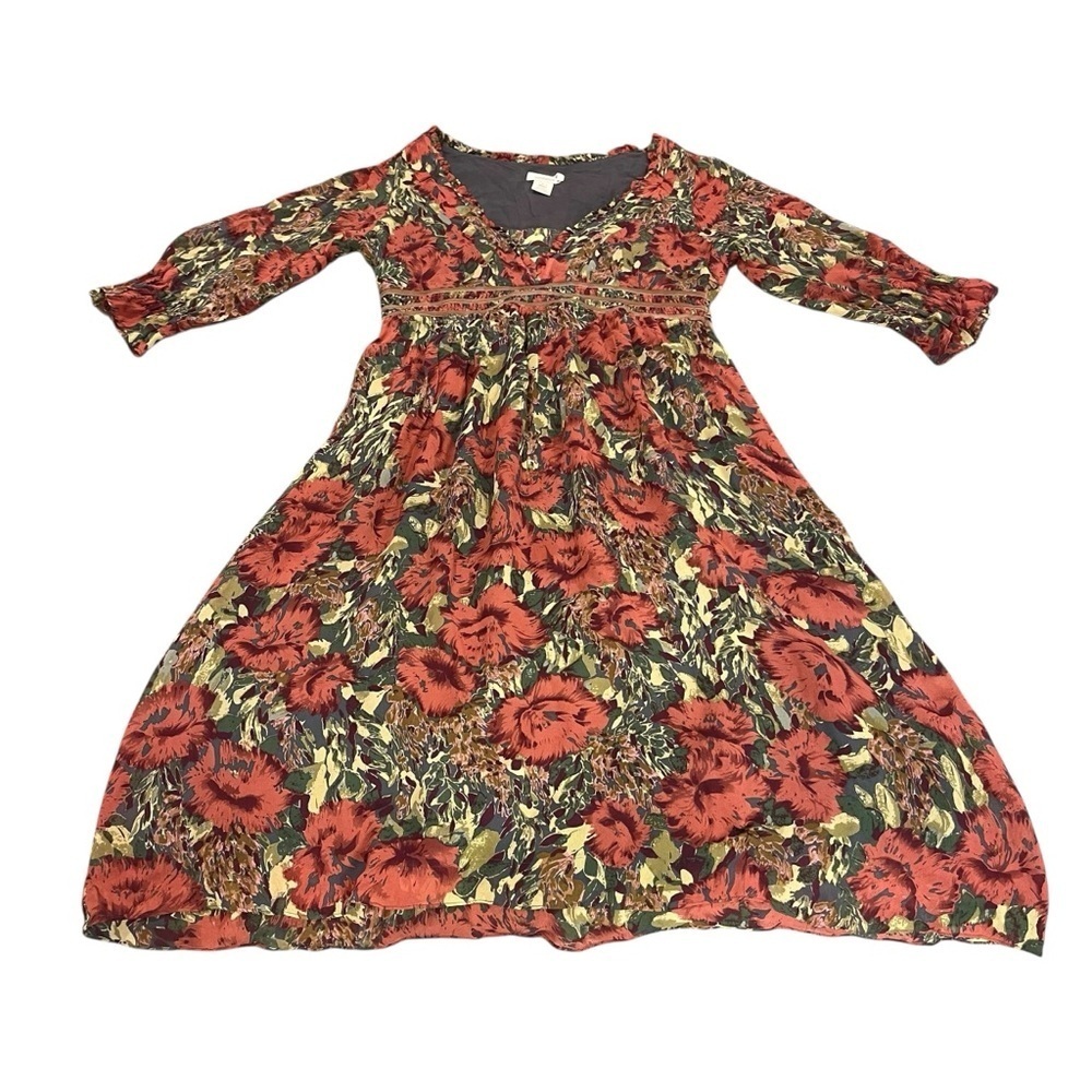 Vtg Sundance 100% Silk Floral Midi Dress – Boho Cottagecore Autumn Romance — 8 - Picture 10 of 12